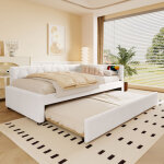 Lit coffre 90x200 cm avec lit gigogne, ports usb type - c, �clairage chevet, sommier inclus, velours ...