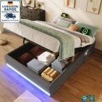 Lit coffre 90x200cm - lit capitonné 90x200 cm - lin - bande lumineuse led télécommandée avec ports usb ... Lit coffre 90x200cm - lit capitonné 90x200 cm - lin - bande lumineuse led télécommandée avec ports usb ...