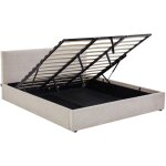 Lit coffre adulte 180x200 cm avec tte de lit matelasse en velours ctel beige et sommier - tina