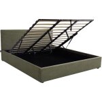 Lit coffre adulte 180x200 cm avec tte de lit matelasse en velours ctel vert et sommier - tina