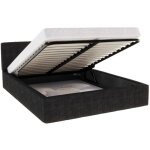 Nova confort - lit coffre atlanta 160 x 200 cm avec sommier  lattes relevable noir