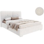 Nova confort - lit coffre bedretti 140 x 190 cm - tissu bouclette - avec sommier � lattes relevable blanc ...