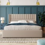 Lit coffre 180x200 cm, lit double rembourr, lit adulte hydraulique avec sommier  lattes en bois massif, ...