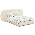 Lit coffre - complet avec t�te de lit modulable cocon 140x200cm tissu beige