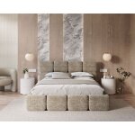 Nova confort - lit coffre delicato 140 x 190 cm avec sommier  lattes relevable beige