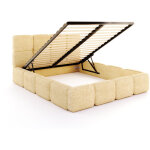 Lit coffre delicato 140 x 190 cm avec sommier � lattes relevable jaune miel