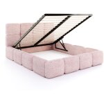 Lit coffre delicato 140 x 190 cm avec sommier � lattes relevable rose p�le