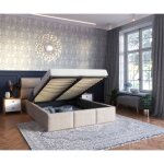 Lit coffre denver 140x190 - sommier inclus crème Lit coffre denver 140x190 - sommier inclus crème