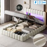 Eifson ? lit coffre double 180x200 cm ? rangement hydraulique ? �clairage led ? chargement usb ? lin ...