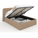 Lit coffre double alba avec t�te de lit et sommier 140 x 190 cm velours taupe