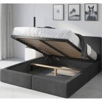 Lit coffre - hilton - dim. 131x213 - dim. matelas 120x200 cm - sommier avec cadre en metal - t�te de ...