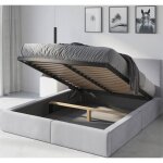 Lit coffre - hilton - dim. 131x213 - dim. matelas 120x200 cm - sommier avec cadre en metal - t�te de ...