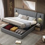 Hauss spole - lit coffre hydraulique 180x200cm, lit double adulte, tte de lit avec liseuse, usb, velours, ...