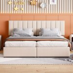 Lit coffre hydraulique, lit enfant, lit adult, lin, 180x200 cm lit double, beige, sans matelas Lit coffre hydraulique, lit enfant, lit adult, lin, 180x200 cm lit double, beige, sans matelas
