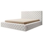 Lit coffre prince luxe ? simili cuir capitonn� - blanc - 160x200