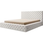 Lit coffre prince luxe ? simili cuir capitonn� - blanc - 180x200