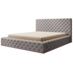 Lit coffre prince luxe ? simili cuir capitonn� - gris - 140x200