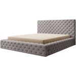 Lit coffre prince luxe ? simili cuir capitonn� - gris - 180x200