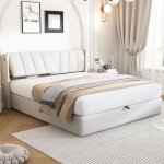 Lit coffre rembourré en similicuir 140 x 200 cm - avec port de chargement usb et éclairage led - tête ... Lit coffre rembourré en similicuir 140 x 200 cm - avec port de chargement usb et éclairage led - tête ...