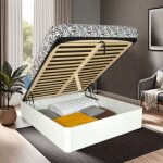 Le quai des affaires - lit coffre spiro 160x200cm + 1 sommier / blanc /