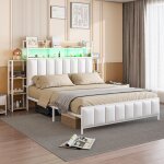 Hauss spole - lit coffre avec tiroirs, led, compartiments de rangement des deux côtés du chevet, cadre ... Hauss spole - lit coffre avec tiroirs, led, compartiments de rangement des deux côtés du chevet, cadre ...