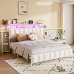 Hauss spole - lit coffre avec tiroirs, led, compartiments de rangement des deux côtés du chevet, cadre ... Hauss spole - lit coffre avec tiroirs, led, compartiments de rangement des deux côtés du chevet, cadre ...