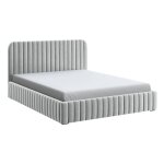 Lit coffre en tissu velours avec tte de lit + sommier  lattes - lior - velours gris - 160x200, style ...
