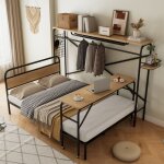 Fortuna lai - lit combin 140x200cm - lit double plat + table + portemanteau vertical, table  roulettes ...