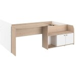 Lit combin� 90 x 190 / 200 cm - coloris : naturel et blanc - mivona