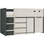 Vente - unique - lit combiné 90 x 190 cm avec bureau et rangements - coloris : anthracite et naturel ... Vente - unique - lit combiné 90 x 190 cm avec bureau et rangements - coloris : anthracite et naturel ...