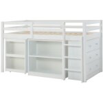 Vente - unique - lit combiné 90 x 190 cm avec rangements et bureau extensible - pin et mdf - blanc - ... Vente - unique - lit combiné 90 x 190 cm avec rangements et bureau extensible - pin et mdf - blanc - ...