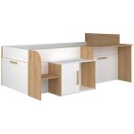 Vente - unique - lit combiné 90 x 200 cm avec bureau et rangements - coloris : blanc et naturel - pedro ... Vente - unique - lit combiné 90 x 200 cm avec bureau et rangements - coloris : blanc et naturel - pedro ...