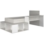 Vente - unique - lit combiné 90 x 200 cm avec rangements et bureau - coloris : naturel et blanc - rigali ... Vente - unique - lit combiné 90 x 200 cm avec rangements et bureau - coloris : naturel et blanc - rigali ...