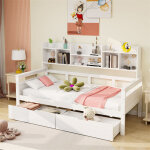 Fortuna lai - lit combin 90x200cm, lit simple enfant avec 2 tiroirs et tagres de rangement, sommier ...