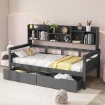 Fortuna lai - lit combin 90x200cm, lit simple enfant avec 2 tiroirs et tagres de rangement, sommier ...
