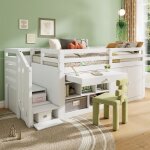 Modfu - lits combins pour enfants, 90x200 cm, en bois, sans matelas, chelle interchangeable gauche ...
