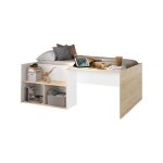 Diagone oscar lit combin� ch�ne clair blanc 90x190 cm