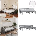 Lit coulissant 2x(90x200) cm gris bois de pin massif - lit convertible - canap lit - lit deux places ...