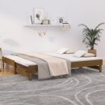 The living store - lit coulissant sans matelas marron miel 2x(90x200) cm - lit de jour - canapé - lit ... The living store - lit coulissant sans matelas marron miel 2x(90x200) cm - lit de jour - canapé - lit ...