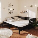 The living store lit coulissant sans matelas noir 2x(90x200) cm - lit convertible - canap lit - lit ...