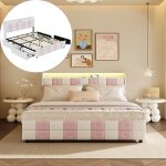 Nmonet ? lit double 140x190 cm avec �clairage led multicolore ? port usb ? 4 tiroirs de rangement ? sommier ...