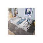 Okwish - lit double 140x190 cm, lit enfnat avec rangement ouvert et �tag�res, en bois de pin, blanc, ...