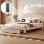 Lit double 140x190 cm, avec tiroirs, usb - a / c fonction de charge, sommier à lattes en bois, lit capitonné ... Lit double 140x190 cm, avec tiroirs, usb - a / c fonction de charge, sommier à lattes en bois, lit capitonné ...