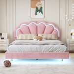 Lit double 140x200cm - lit led en velours avec sommier à lattes et tête de lit couronne - matelas non ... Lit double 140x200cm - lit led en velours avec sommier à lattes et tête de lit couronne - matelas non ...