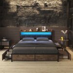 Nmonet - lit double 160x200 cm avec 4 tiroirs, tête de lit avec éclairage led, sommier à lattes, cuir ... Nmonet - lit double 160x200 cm avec 4 tiroirs, tête de lit avec éclairage led, sommier à lattes, cuir ...