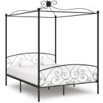 Maisonchic - lit double - 160x200 cm, lit adulte et enfants, cadre de lit  baldaquin noir mtal fr306904 ...