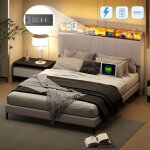 Dans les nuages - lit double 160x200 cm, avec clairage led, usb fonction chargement c, sommier  lattes ...