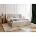 Lit double 180x200 barcelona, lit capitonné 180 x 200, rangement, tête de lit arrondie - lit beige (komodo ... Lit double 180x200 barcelona, lit capitonné 180 x 200, rangement, tête de lit arrondie - lit beige (komodo ...