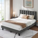 Inre ? lit double 180x200 cm ? structure robuste avec sommier � lattes ? t�te de lit capitonn�e ? capacit� ...