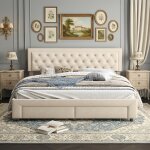 Lit double 180x200 cm, lit avec t�te de lit capitonn�e et rangement, syst�me de stockage � soul�vement ...